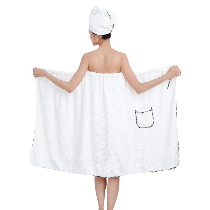 Pineapple Grid Strapless Bathrobe: Thick Absorbent Coral Fleece Towel for Adults, Home Use, Wear or Wrap