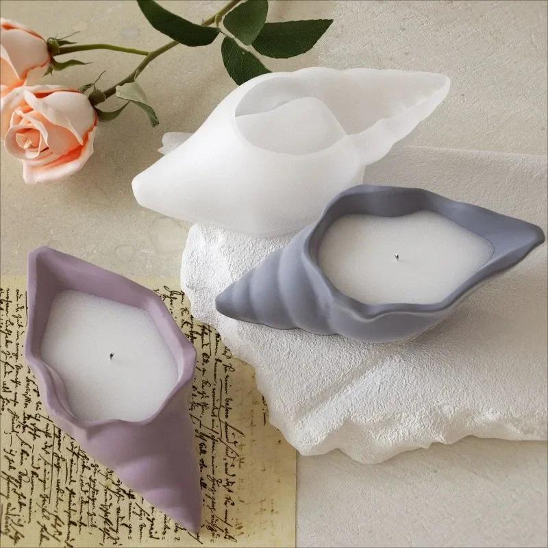 A Top Quality Crystal Drop Glue Conch Silicone Mold DIY Gypsum Resin Aromatherapy Candle Cup Gypsum Flower Pot Vase Jewelry