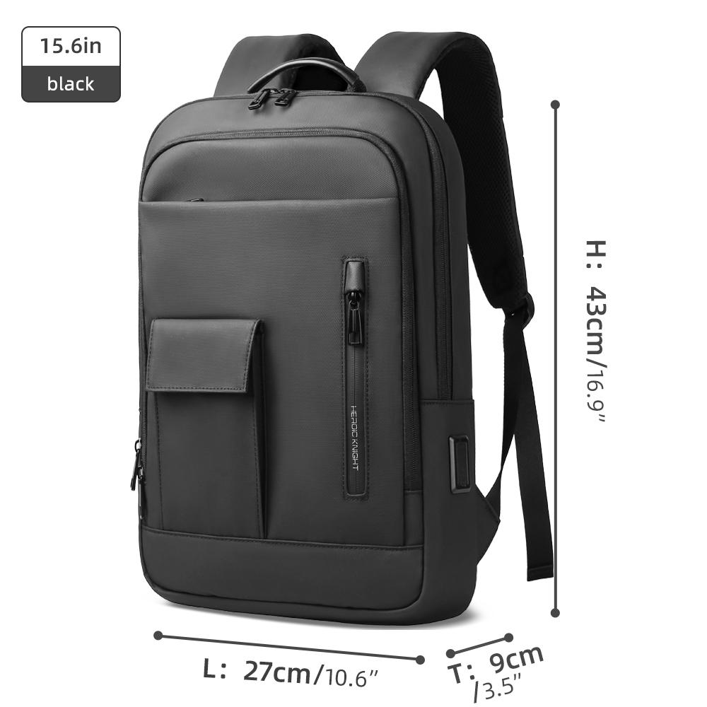 Heroic Knight Slim 15.6" Laptop Backpack with USB Charging Port Lightweight Water-Resistant Work Bag Anti-Theft Business Rucksack