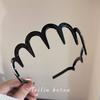 Black Flocked Big Wave Headband with Tooth Comb for Washing Face, Headband for Tidying Up Hair, Hairpin and Headdress