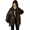Women's Retro Brown Leather Biker Jacket – Autumn Loose Fit, High-End Fashion