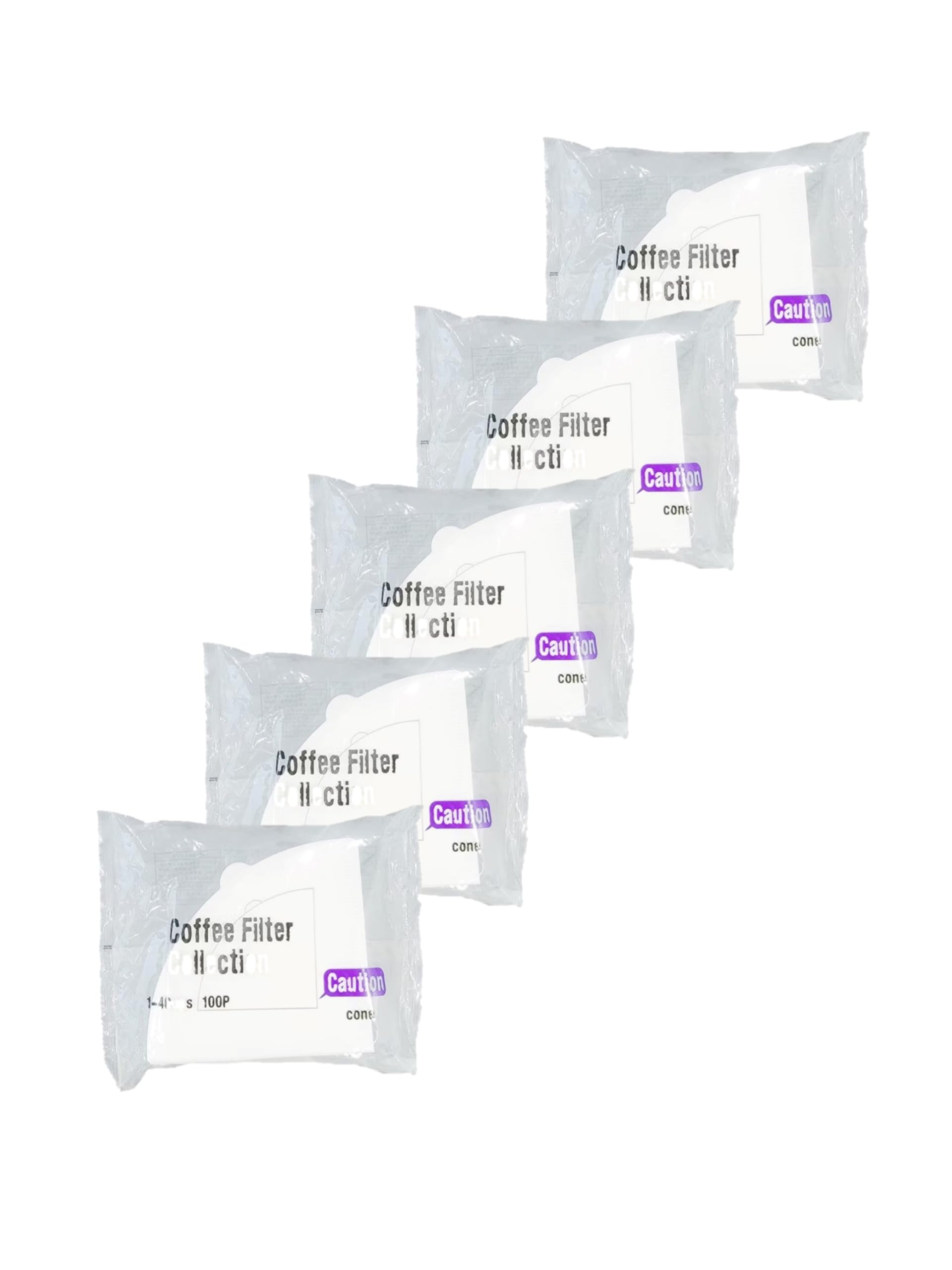 

Kanae Paper Co., Ltd. Bleached Coffee Filters, 1-4 Cups, Conical, 100 Filters x 5 Packs, Made in Japan, CF1-4