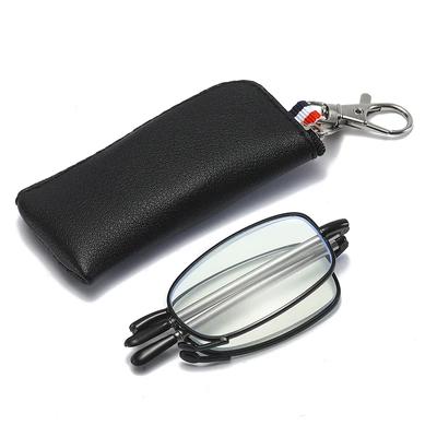 New Women Portable Folding Reading Glasses Keychain Antenna Anti-Radiation Anti Blue Light Eyewear Glasses with Storage Bag