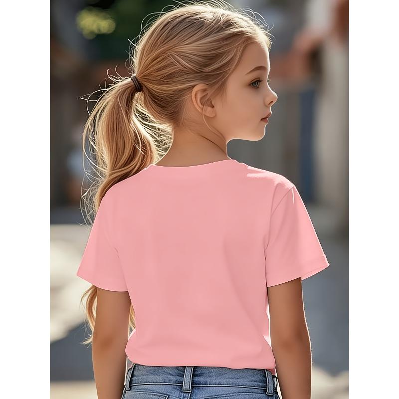 Girls I LOVE PAPA Father's Day Print Crewneck Summer Short Sleeve Tee