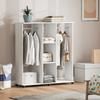 Wardrobe Closet Mobile Storage Furniture 6 Wheels 120 X 40 X 128 Cm In White Wood