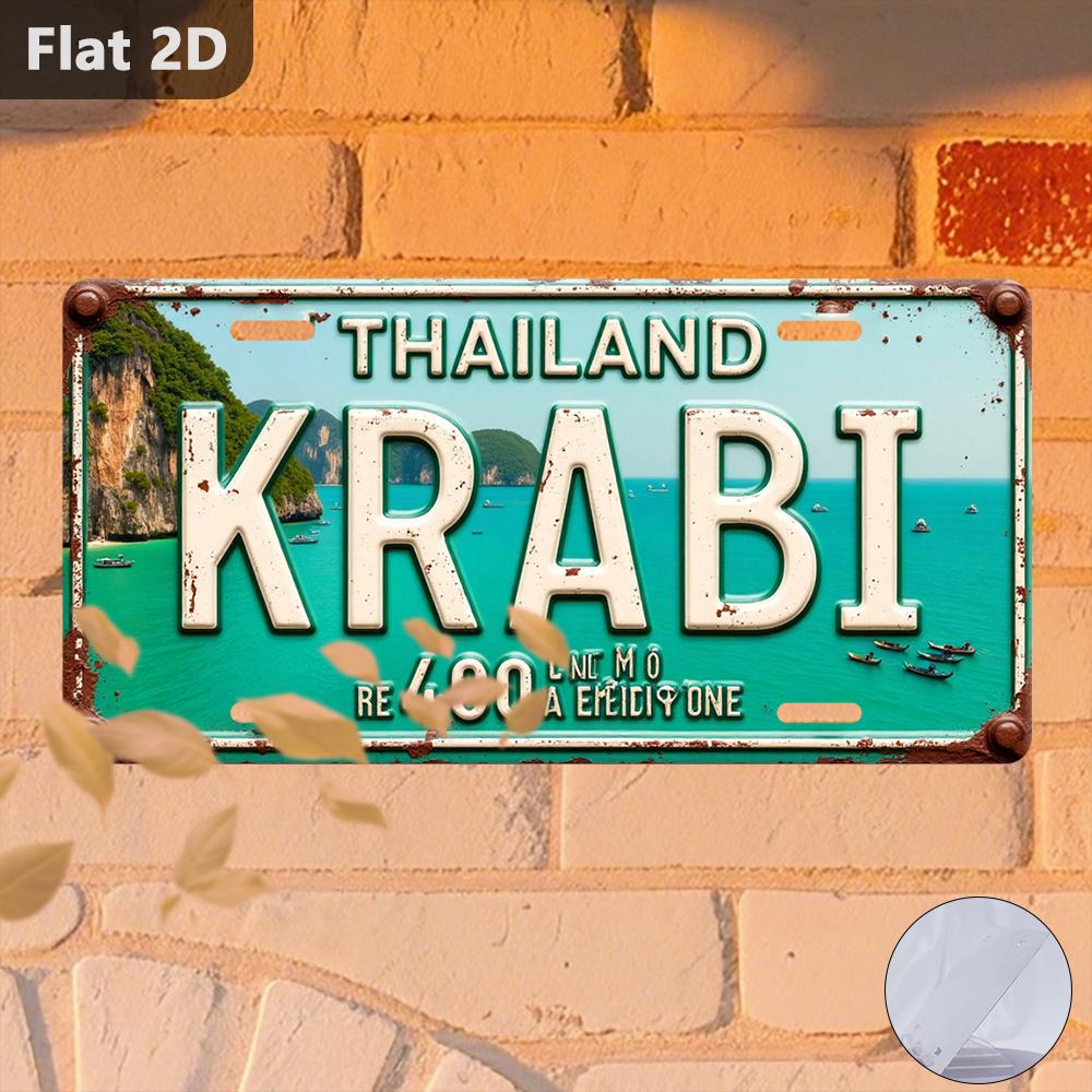 Pc D Flat Sign Thailand Krabi Decorative Plaque Vintage Aluminum Wall Decor Travel Souvenir Halloween Christmas Gift
