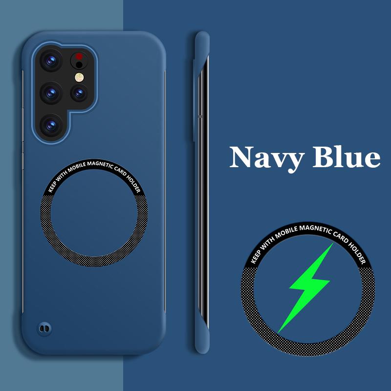 

Ультратонкий магнитный безрамочный чехол для Samsung S25 S24 Ultra S23 Plus S22 S21 FE S20 с беспроводной зарядкой, ударопрочный жесткий чехол для ПК For S22 Plus