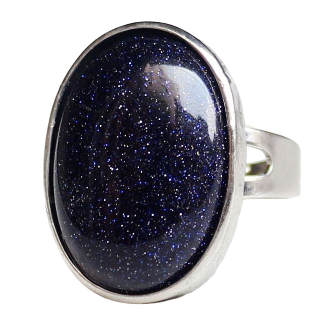 

Натуральный кристалл, овальный драгоценный камень, свадебное кольцо на палец, регулируемый ремешок, темно-синий чёрный