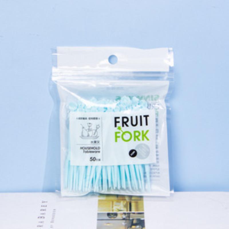 50 Pcs Cartoon Two-tooth Household Cute Disposable Fruit Forks