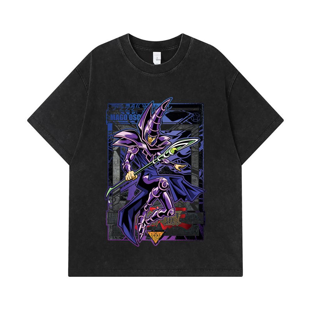 275 GSM Washed T-shirts 100% Cotton Yu-Gi-Oh V5 Mago Oscuro Print Unisex Heavy Cotton T Shirt
