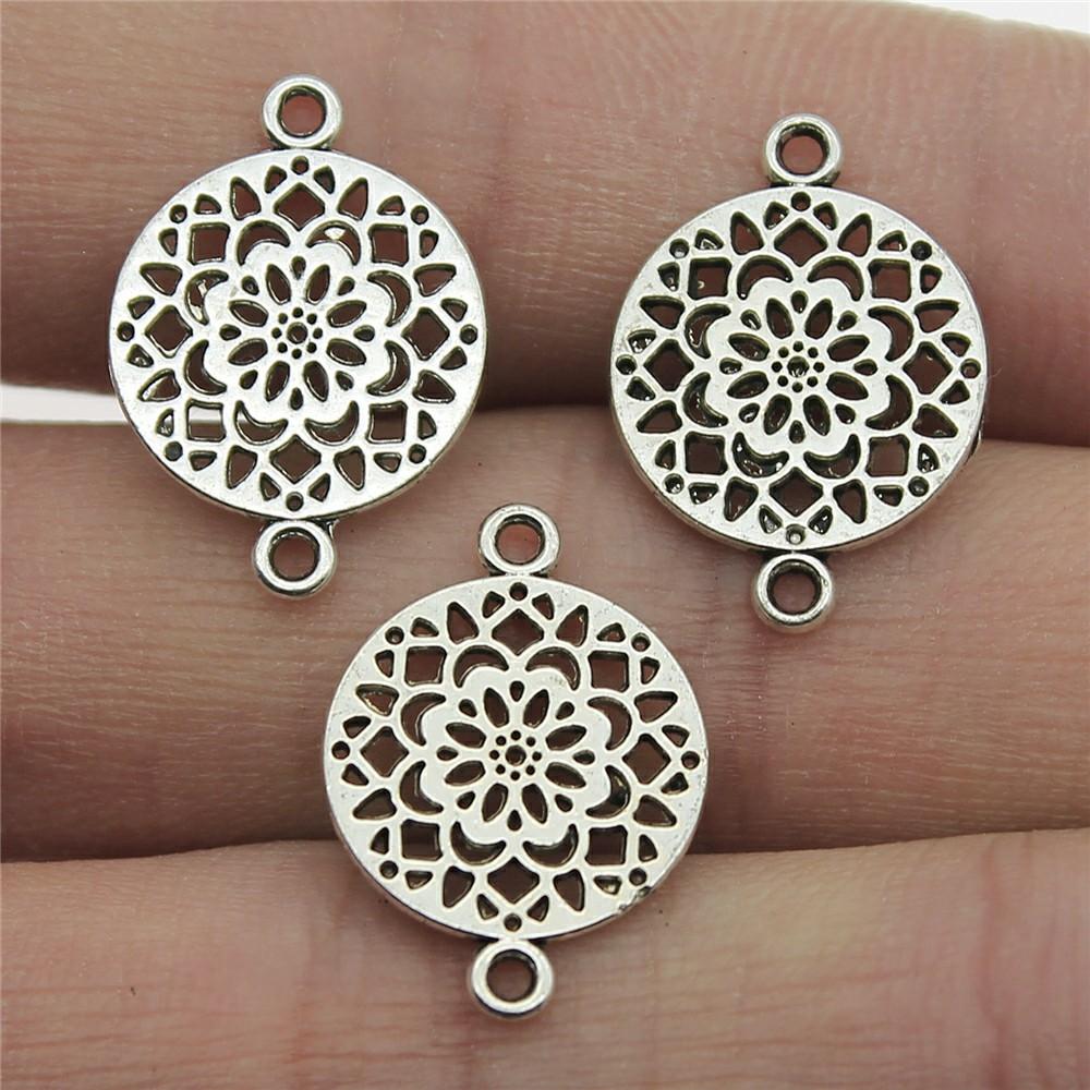 20 Stück Verbinder-Anhänger Blume DIY Schmuckzubehör Für Schmuckherstellung Zubehör Antik Silberfarbe Verbinder-Anhänger
