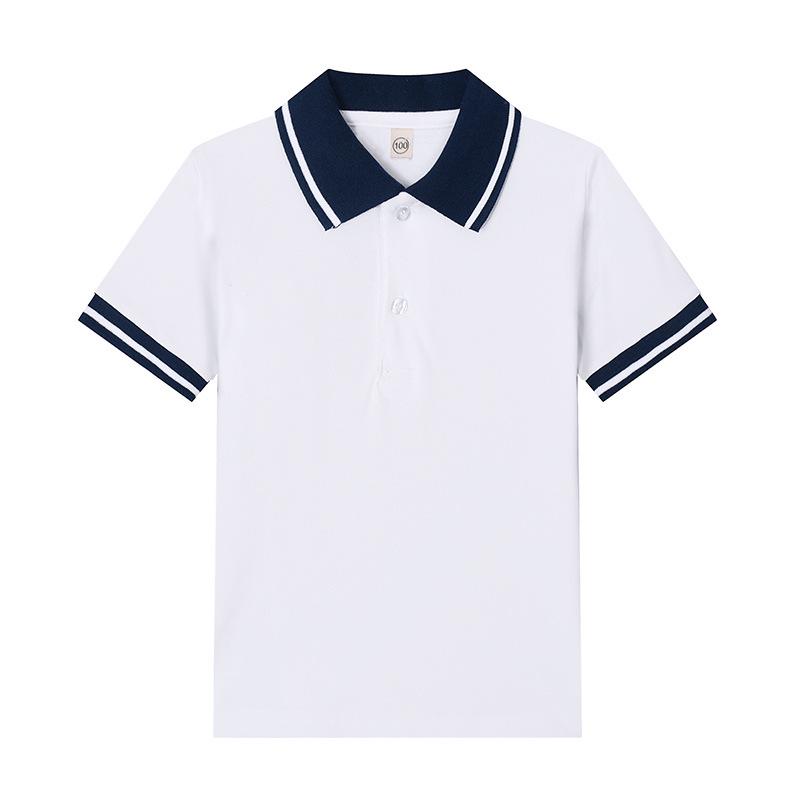 Kids' White Cotton Polo T-Shirt - Short-Sleeved, Lapel Style School Uniform for Boys & Girls