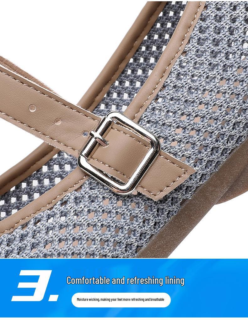 Women's 2025 Mary Jane Mesh Shoes - Breathable Flyknit, Soft Sole, One-Strap, Hollowed-Out Design