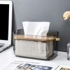 1pcs Nordic Minimalist Transparent Tissue Box Bamboo Lid Tissue Storage Box for Home Living Room Dining Table Paper Box
