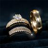 Female Luxury Crystal White Zircon Stone Engagement Ring Sets Cute Wedding Jewelry For Women