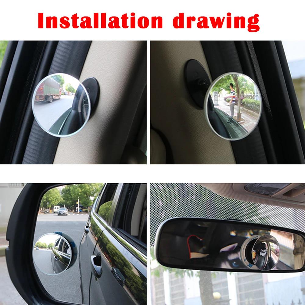 1 Set 5cm Universal Car 360 Blind Spot Side Mirror Stick On Glass Adjustable Safety Lens Security Protection Car Accessories