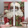 2pcs,2D Plane Printing Curtain Popular Santa Claus with Presents Versatile Durable Polyester (without Rod) Versatile All Perfect