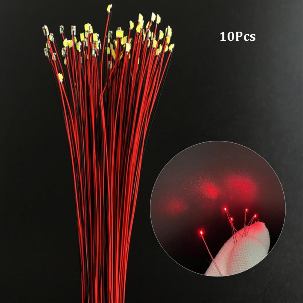 10Pcs Red Black Line 0805LED SMD Wire  Light HO N OO Scale Pre-soldered Micro Railway Decoration