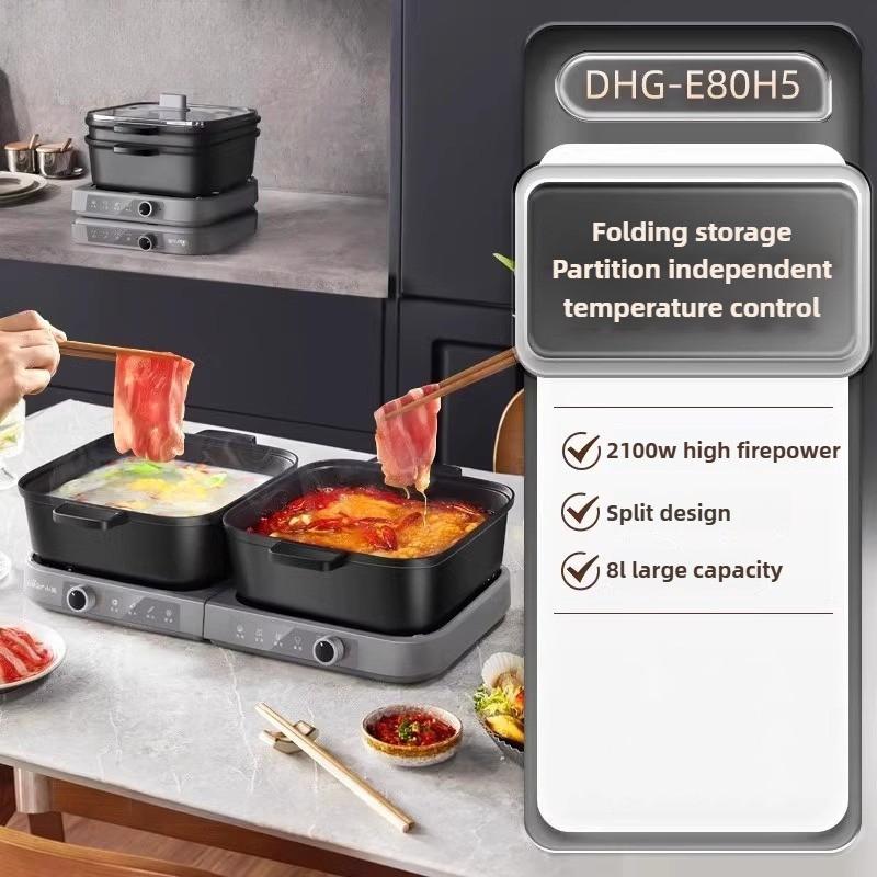 Electric Hot Pot 3L+3L Electric Cooker Stew Pot Folding Dual Steamboat Pot Mandarin Duck Pot Split Foldable Double Flavor