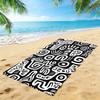 Abstract Doodle Beach Towel – Oversized Quick Dry Sand Free with Black & White Tribal Print