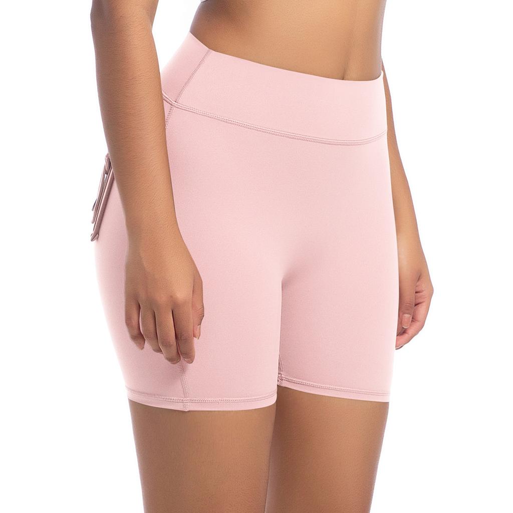 Workwear Pocket Tight Shorts Women's High Waist Elastic Hip Lifting Button Yoga Pants Speed Drying Running Fitness Pants