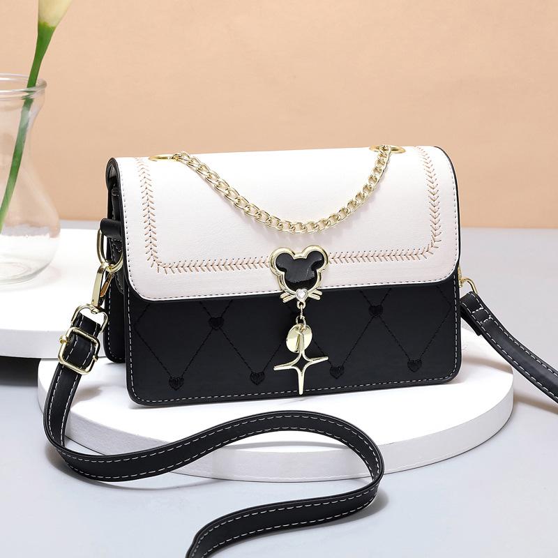 Summer Small Bag Women Contrast Color Shoulder Bag Net Red Fashion Chain Small Square Bag Women