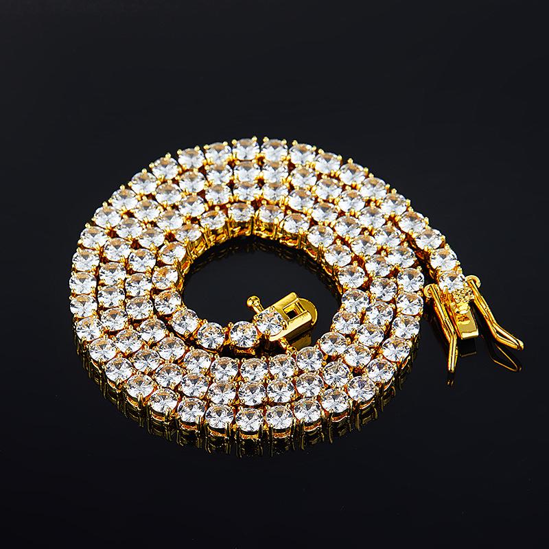 European & American Hip Hop Zircon Cuban Tennis Necklace - High-End Versatile Jewelry