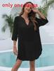 Womens Woven Beach Coverup With Vneck Sexy Dress For Summer Vacation