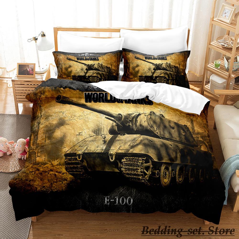 World Of Tanks Bedding Set Single Twin Full Queen King Size Bed Set Adult Kid Bedroom Duvetcover Sets Anime Parure De Lit Bed
