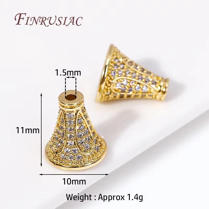 18K Gold Plated Brass with Zircon Spacers Bead Caps For Jewelry Making,Flower Bead End Caps DIY Necklace Bracelets Accessories