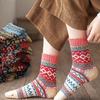 5 Pairs Winter Women Socks Vintage Style Knit Wool Casual Socks Thick Warm Colorful Socks