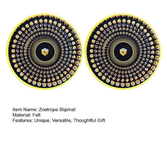 2Pcs Zoetrope Slipmat 12 Optical Illusion Visual Art Meets Turntable Mat Inch Animated Vinyl Culture Non-Slip