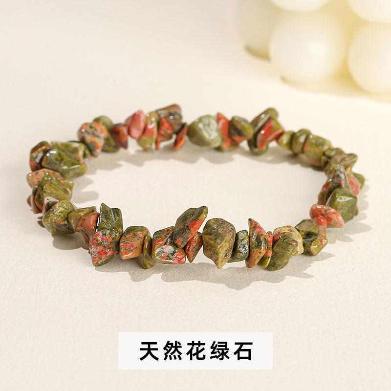 Natural Crystal Agate, Colorful Crushed Stone, Elastic Bracelet, Irregular, European and American Jewelry