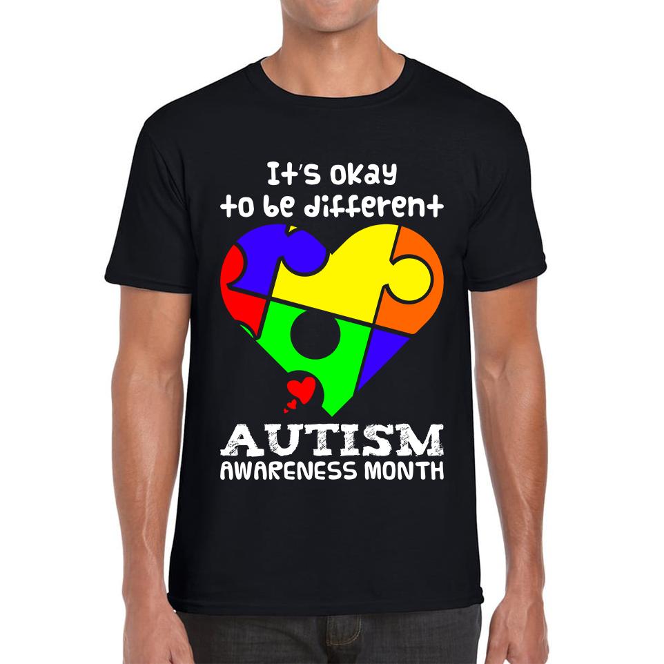 

It s Ok To Be Different Autism Awareness Month Unisex Mens T Shirt Womens Tops Tees 3XL
