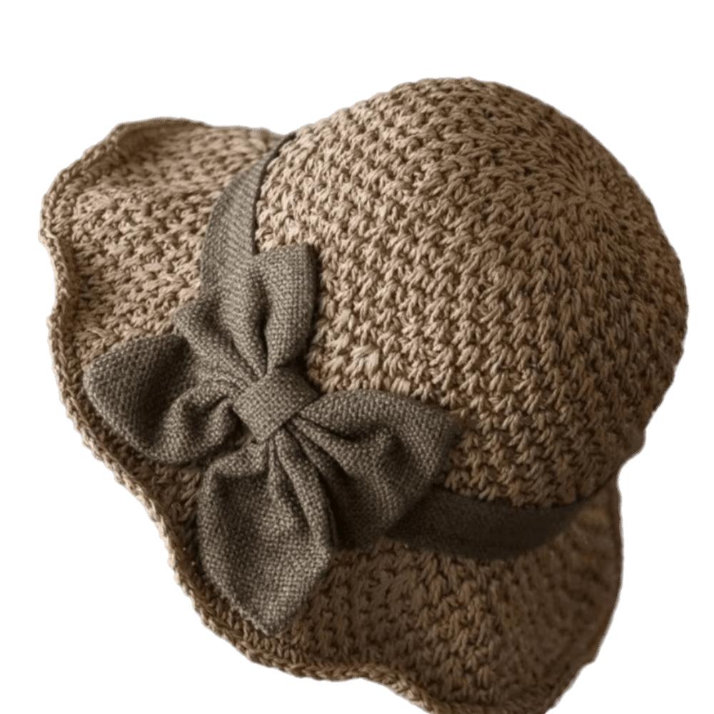 Wide Brim Sunshade Bucket Hat Bowknot Panama Hat Vintage Beach Straw Hat Lady