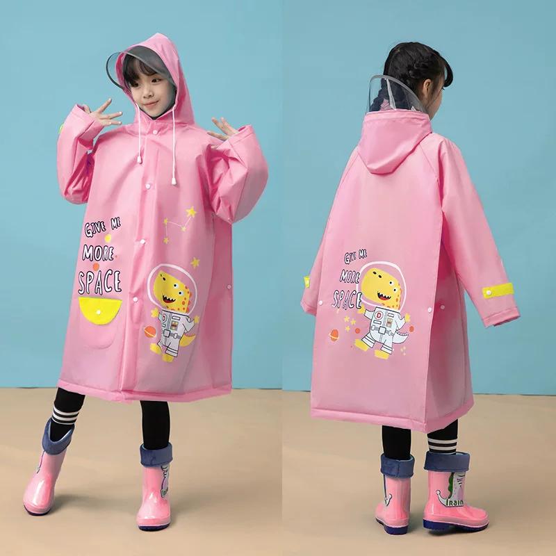 Kids Raincoat with Schoolbag for Girls Only for Pupils New Poncho Full Body Rainproof Baby Raincoat