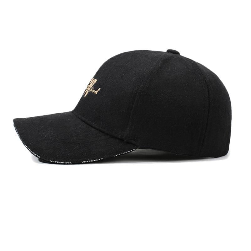 Autumn Winter Woolen Baseball Cap Embroidered Letter Cap Men's Thick Warm Cap