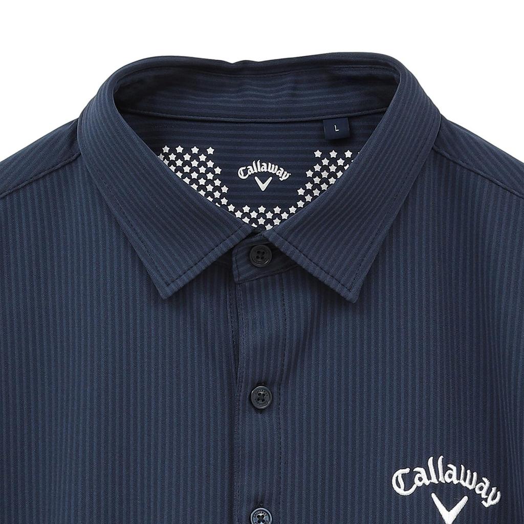 Callaway Short Sleeve Polo Shirt Moisture Quick UV Golf C24134110 Men's (Stripe Pattern, Wicking, Drying, Protection) / / 1120_Navy