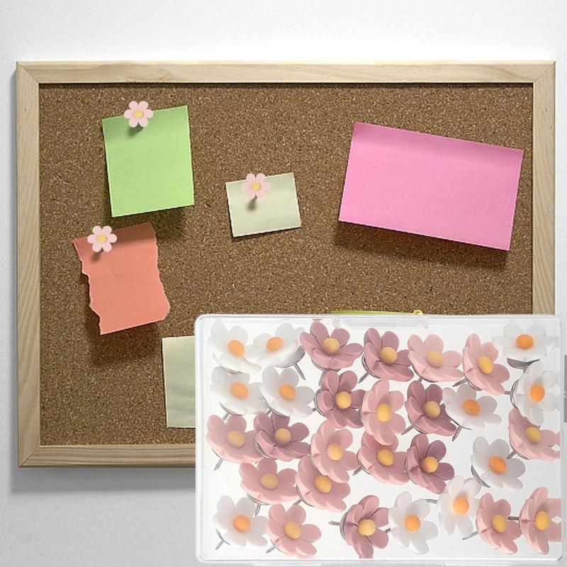 Elegant Flower Thumb Tacks set Flower Pushpins set Flower Shape Push Pins Multiple Use for Cork Boards & Bulletin Boards