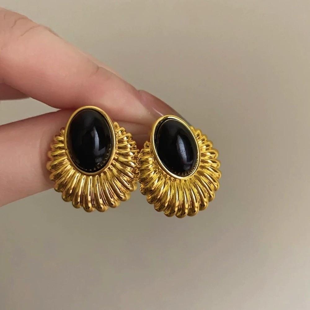 Geometric Oval Earrings Elegant Jewelry Vintage Drop Metal Earrings Party