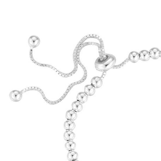 Adjustable Bolo Bead Bracelet Handmade Silver Bead Slider Bracelet for Women Alloy