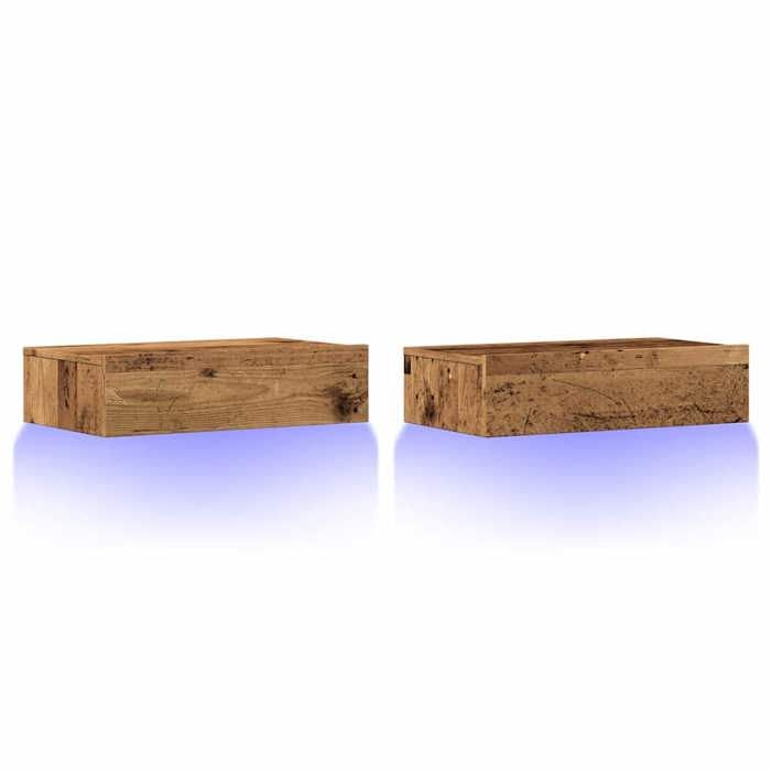 VidaXL Meubles TV avec éclairage LED 2 pcs vieux bois 60x35x15,5 cm, banc TV, meuble hifi, centre de divertissement, buffet 856344