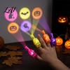 Elastic Ring Projector Lights Halloween Finger Lights LED Spooky Projection Rings with Pumpkin Ghost Bat Small Prizes for Classroom Parties Patterns