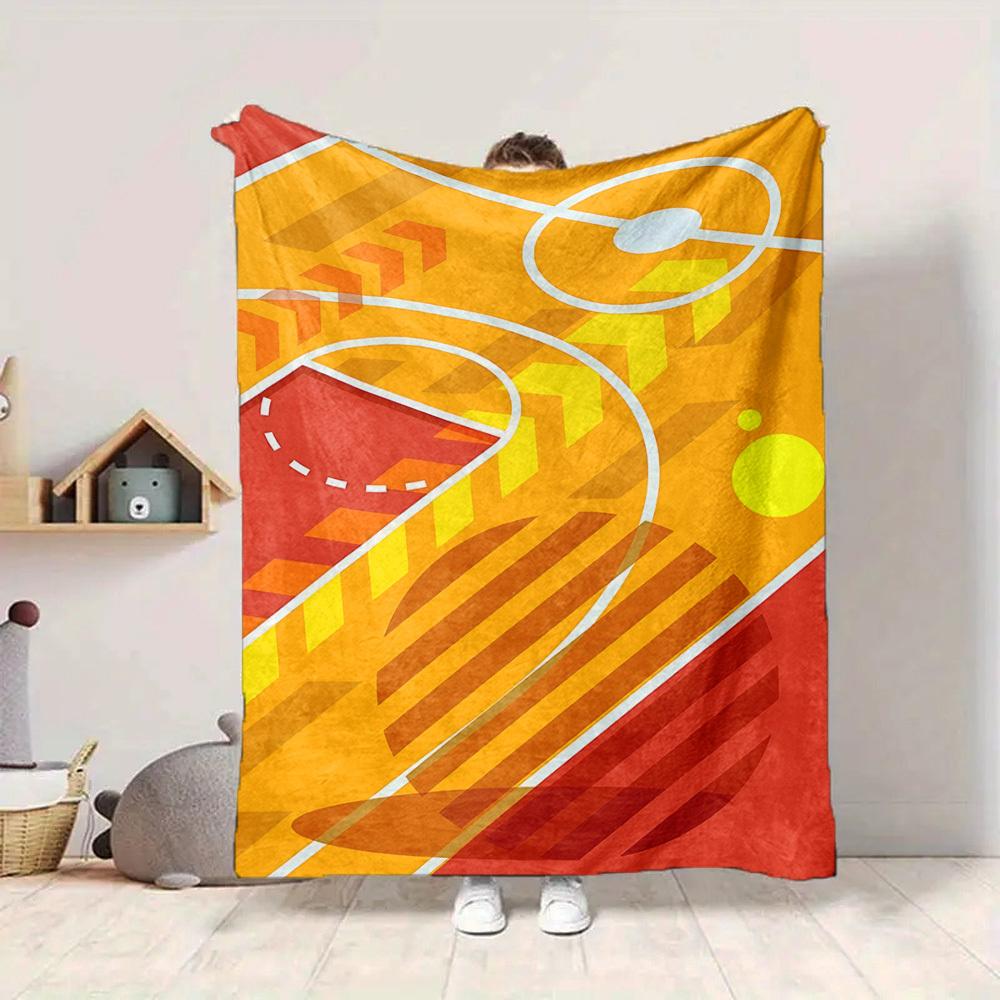 1pc Basketball Court Blanket, Lightweight Flannel Throw Blanket for Sofa, Bed, Travel, Camping, Living Room, Office, Couch093