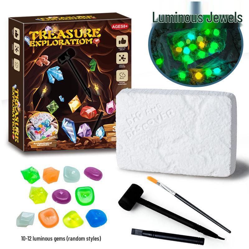 Tyrannosaurus Dinosaur Excavation Kit: Skeleton Fossil Assembly & Gemstone Dig Toy for Kids