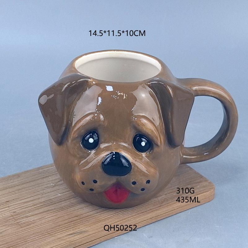 Handbemalte Hunde-Kaffeetasse Keramiktasse Teetasse Tierkopf Geschenktasse Hundekopf Keramiktasse