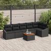 VidaXL Ensemble de sofa jardin 7 pièces avec coussins Noir Poly Rattan Acacia 3347842