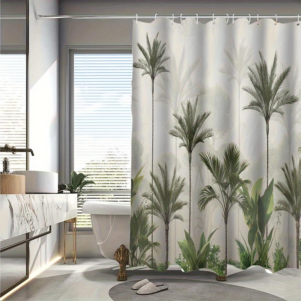 Tropical Forest Shower Curtain Set, Water-Resistant Polyester, 12 Eyelet Hooks, Machine Washable, Modern Home Bathroom Decor