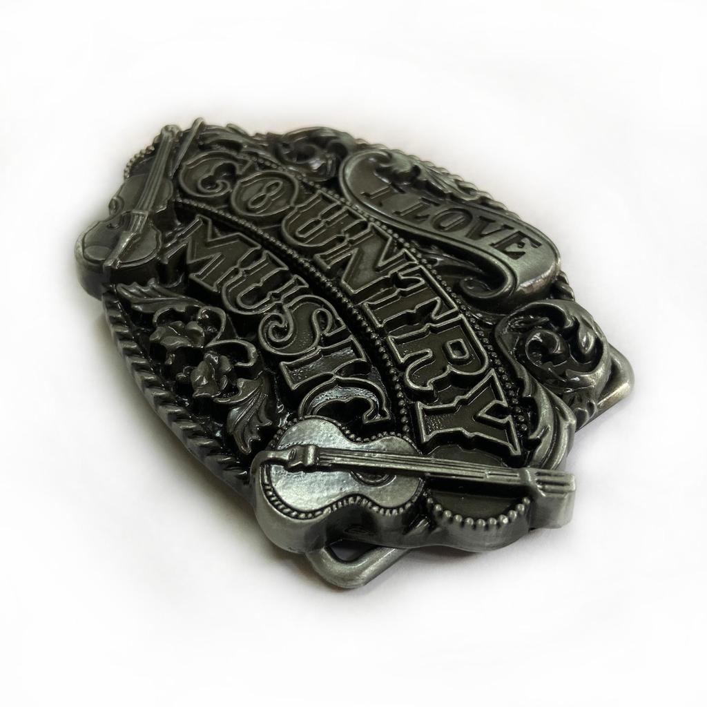 Country Music Guitar Belt Buckle - Rock Band Style for Jeans