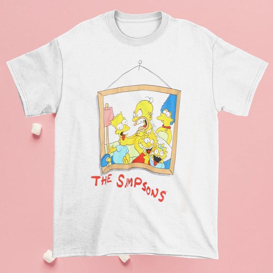 Винтажная белая унисекс футболка The Simpsons с коротким рукавом 1990 г. E601 S